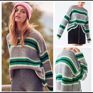 UO oversized cozy striped boyfriend sweater